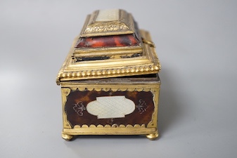 A 19th century gilt-brass and tortoiseshell casket 8cm